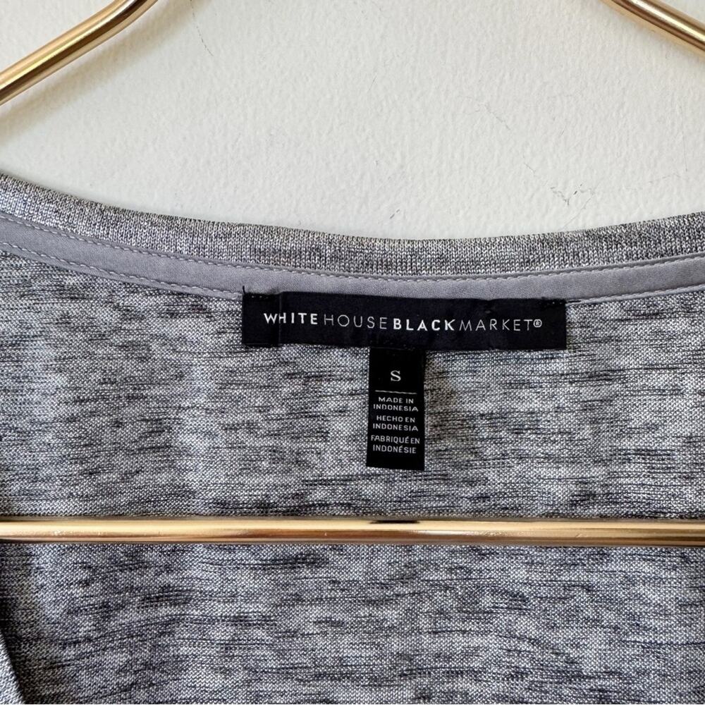 NWOT White House Black Market Silver Metallic V Neck T Shirt S - Picture 6 of 9